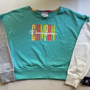 NWT Champion Campus French Terry Cropped Multi Color Size L Women’s W6327 $55